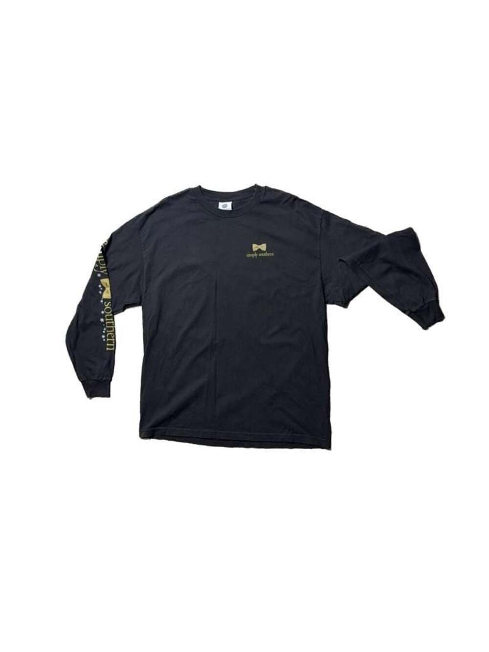 Women’s Simply Southern Black Long Sleeve T-Shirt with Gold Bow Logo Size XL